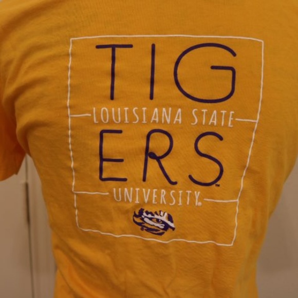 Champion LSU Tiger NCAA Women's V-Neck Gold Tee - Picture 4 of 7